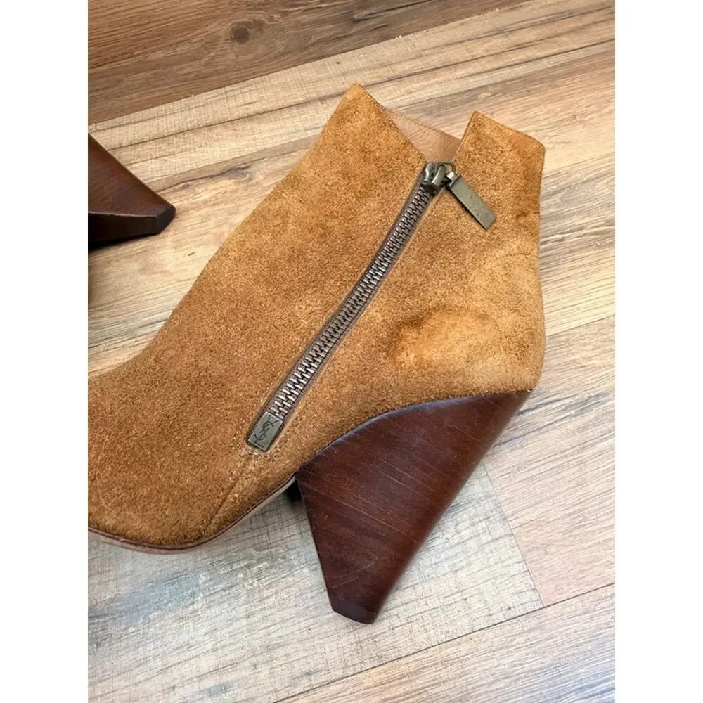 Saint Laurent Niki 85 Ankle Size 6.5-7 EU37 Boots Brown Suede Leather